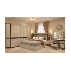 King Bedroom Set 180x200cm (6 Doors Wardrobe, 2 Night Stand, 1 Dressing Table)