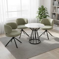 Modern Coffee Table Set With 3 Fabric Chair
