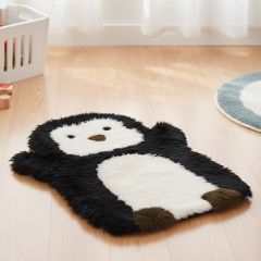 Fluffy Penguin Shaped Kids Fur Rug 60x90cm