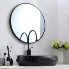 Countertop Marbleized Wash Basin Matt Black
