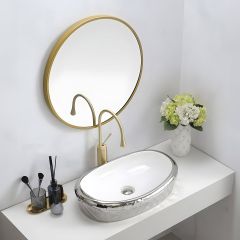 Countertop Wash Basin Matt White Silver