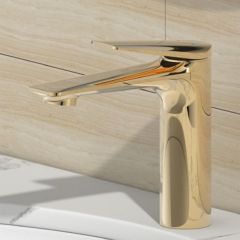 Brass Modern Basin Mixer Gold