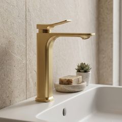 Brass Modern Basin Mixer Gold
