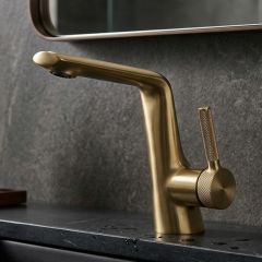 Brass Modern Basin Mixer Gold