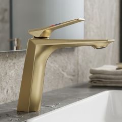 Brass Modern Basin Mixer Gold