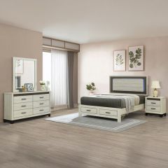 Modern Bedroom Set (1 King Size Bed, 1x6 Doors Wardrobe, 2 Side Tables, 1 Dressing Table) 