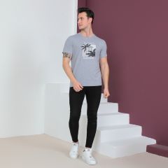 Mens T-Shirt R/N S/S-Grey-M