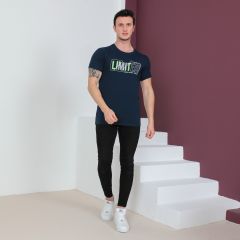 Mens T-Shirt R/N S/S-Navy Blue-L