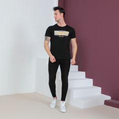 Mens T-Shirt R/N S/S-Black-XXL