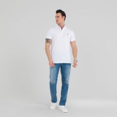 Mens Polo T-Shirt S/S-White-M