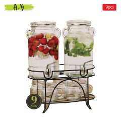 Glass Juice Barrel  Set 9 Pcs 