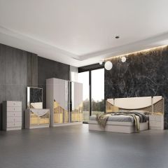 Modern Bedroom Set Double 8 Boxes - AUDREY-7311-Light Grey